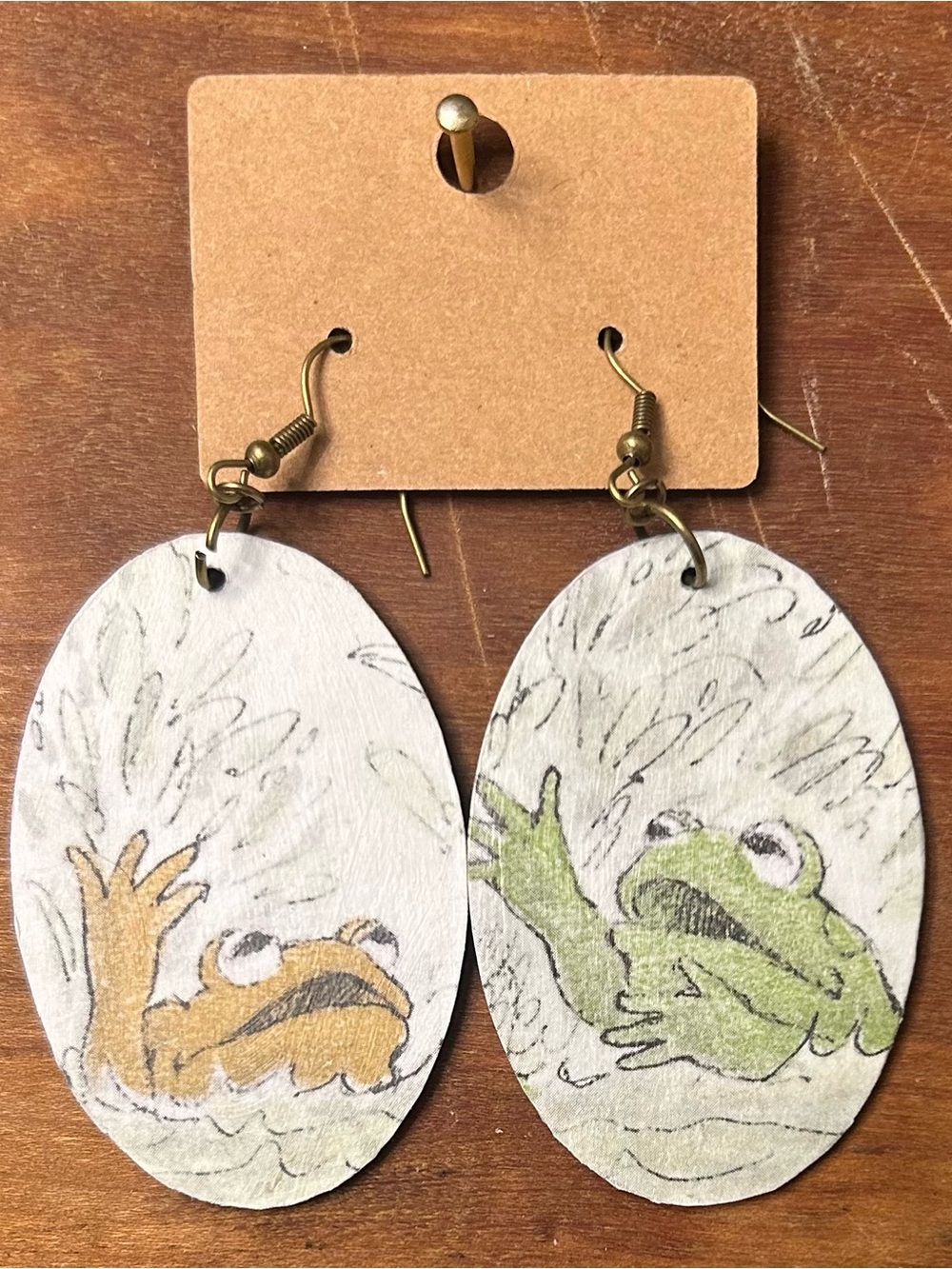 Upcycled Frog and Toad Drop Earrings